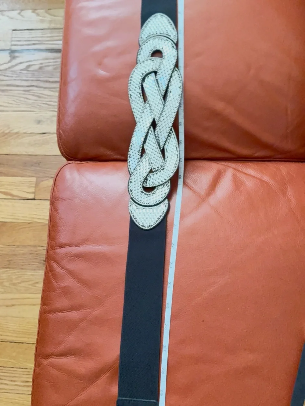 Crystal Braided Elastic Waist Belt - Black~ M:fit waist size 31-36 in.